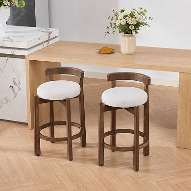 Heybly Set of 2 Linen Upholstered Swivel Bar Stools for Kitchen or Dining Room
