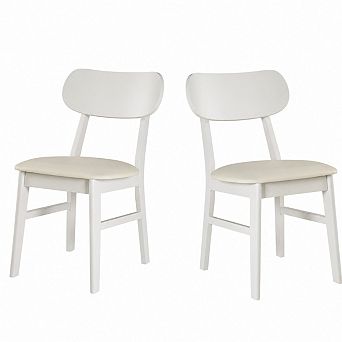 Heybly Set of 2 Modern Dining Chairs, PU Leather Upholstered Rubberwood Legs, 350lbs Capacity