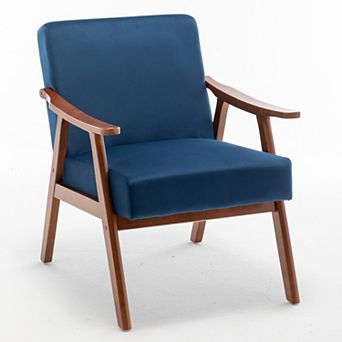 Heybly Mid-Century Modern Velvet Accent Chair with Wood Frame