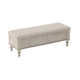 Heybly 50.8" Storage Ottoman Bench with Lid, Rubberwood Frame Linen Seat, for Bedroom Entryway