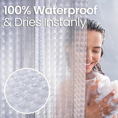 Waterproof PEVA Shower Curtain, Heavy Duty, Weighted Magnets, Rustproof Grommets