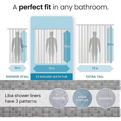 Waterproof PEVA Shower Curtain, Heavy Duty, Weighted Magnets, Rustproof Grommets