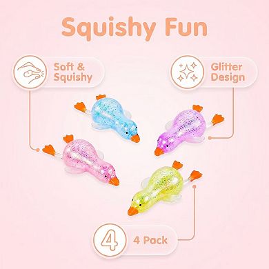 4 Pack Rubber Duck Squishy Toy Slow Rising Sensory Squeeze Fidget Toys