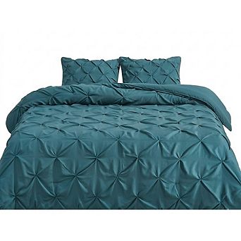 All-Season Down-Alternative Pinch Pleat 3 pc Comforter Set with Microfiber Shams