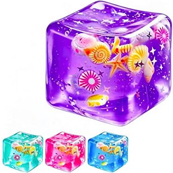 Marine Shells Ocean Ice Cube Slow Rising Sensory Squishy Fidget Toy, 4 Pack