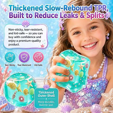 Marine Shells Ocean Ice Cube Slow Rising Sensory Squishy Fidget Toy, 4 Pack