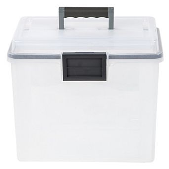 IRIS 19-qt Plastic Office Storage Portable Letter Size File Box with organize-Lid and Seal and