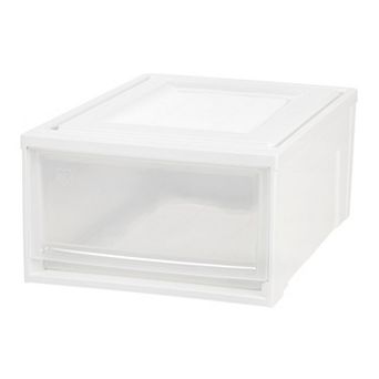 IRIS 31-qt Plastic Stackable Medium Box Chest Drawer Storage, White