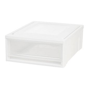 IRIS 22-qt Plastic Clear Stackable Shallow Storage Drawers Chest Box