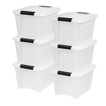 IRIS 19-qt Stackable Plastic Storage Bins with Lids- discrete- Pearl, 6 pk