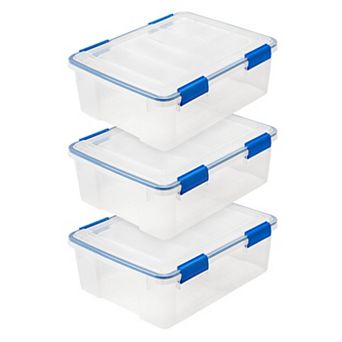 IRIS 27-qt Storage Box with Gasket Seal Lid- Heavy Duty Moving Containers with Tight Latch, 3 pk