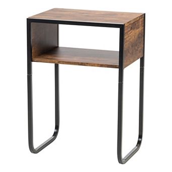IRIS A-Shape Wood and Metal Accent Table, Brown