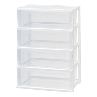 IRIS 4 Drawers Plastic Stacking Wide Chest, White