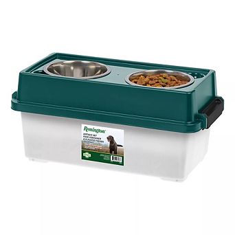 Remington 13 Lbs/12-qt Medium Elevated Dog Food Bowl with Airtight Pet Food Storage Container, Green