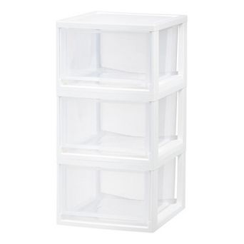 IRIS 14.5-qt Stackable Storage Drawer, Plastic Drawer Organizer with Clear Doors for Pantry,