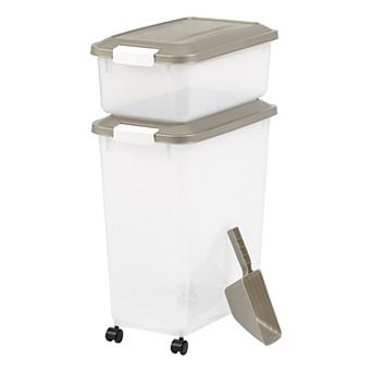 IRIS 51 Lbs Airtight Pet Food Container Dog & Cat Food Storage Bin Treat Box with Scoops