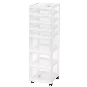 IRIS 7 Drawers Plastic Storage rolling Cart with drawer, White