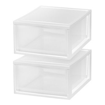 IRIS 30-qt Stackable Storage Drawer, Plastic Drawer Organizer with Clear Doors for Pantry, Bedroom,