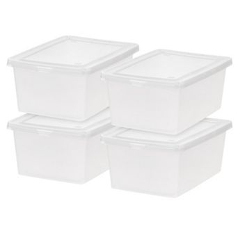 IRIS 15-qt Clear Storage Box, Plastic Stackable Bin with Lid, 4 pk
