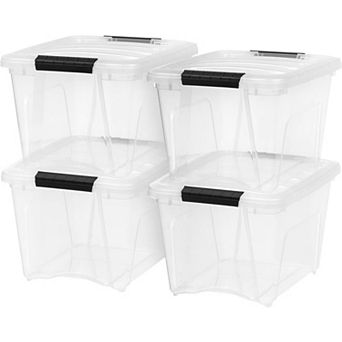 IRIS 19-qt Stackable Plastic Storage Bins with Lids- See-Through- Clear, 4 pk