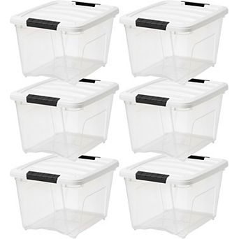 IRIS 19-qt Stackable Plastic Storage Bins with Lids, Clear White, 6 pk