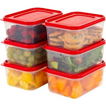 IRIS 12 pc Meal Prep Containers, 45oz, 6BPA-Free, Microwave/Dishwasher/Freezer Safe, Clear/Red
