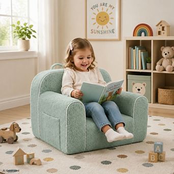 Unikome Kids Foam Couch Chair Toddler Armchair Ages, Soft Plush Portable Children Sofa with Handle