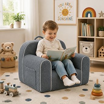 Unikome Kids Foam Couch Chair Toddler Armchair Ages, Soft Plush Portable Children Sofa with Handle