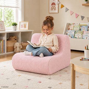 Unikome Kids Lounge Chair Foam SofaSoft Corduroy Toddler Armchair, Lightweight Portable Kids Couch