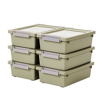 IRIS 2-qt Stackable Craft Storage Bins with Lids, Sage Green, 6 pk
