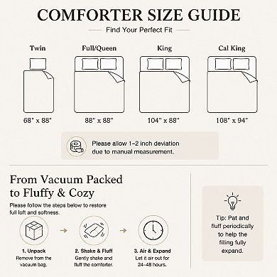 Unikome Goose Feather Fiber Comforter, All Season Fluffy Comforter with Noiseless Shell