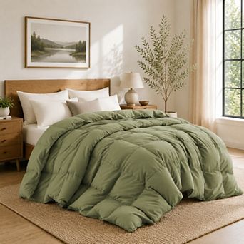 Unikome Goose Feather Fiber Comforter, All Season Fluffy Comforter with Noiseless Shell