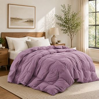Unikome Goose Feather Fiber Comforter, All Season Fluffy Comforter with Noiseless Shell