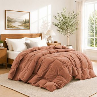 Unikome Goose Feather Fiber Comforter, All Season Fluffy Comforter with Noiseless Shell