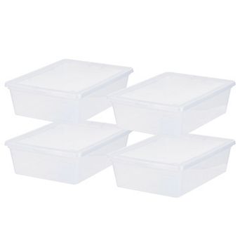 IRIS 13-qt Underbed Storage Bin with Latching Lids, Flat Storage Organization, Clear, 4 pk