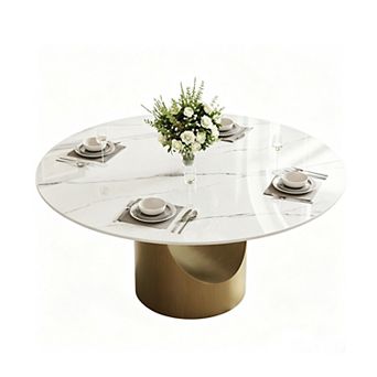 59"Round Microcrystalline Stone Dining Table
