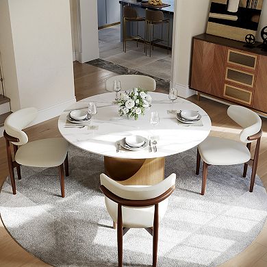 59"Round Microcrystalline Stone Dining Table