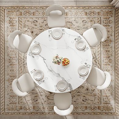 59"Round Microcrystalline Stone Dining Table