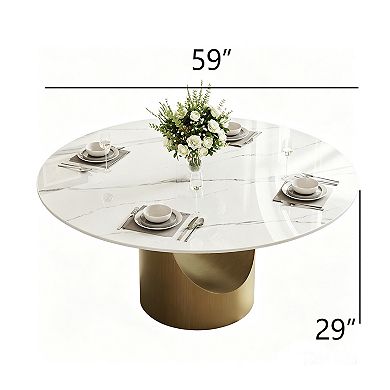 59"Round Microcrystalline Stone Dining Table