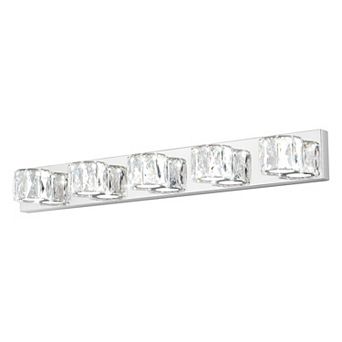 Crystal Elegant Chrome Metal Bathroom Vanity Light Clear Crystal Shades for Bedroom, or Hallway