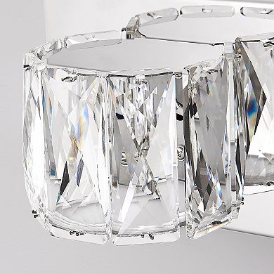 Crystal Elegant Chrome Metal Bathroom Vanity Light Clear Crystal Shades for Bedroom, or Hallway
