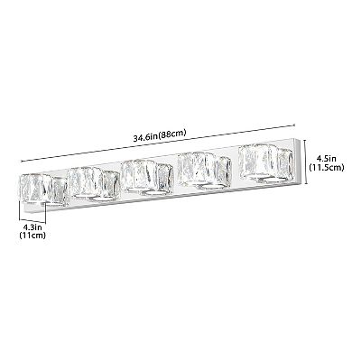Crystal Elegant Chrome Metal Bathroom Vanity Light Clear Crystal Shades for Bedroom, or Hallway