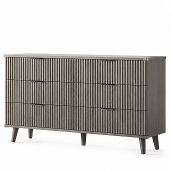 Gikpal 6 Drawer Dresser, Fluted 53.2" Modern Wooden Dresser for Bedroom, Living Room