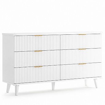 Gikpal 6 Drawer Dresser, Fluted 53.2" Modern Wooden Dresser for Bedroom, Living Room