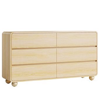 Gikpal 6 Drawer Dresser for Bedroom, 53" Wide Modern Curved Chest of Drawers, Wooden