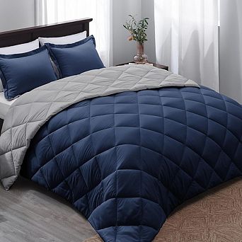 Reversible Down Alternative Comforter Set, Soft All-Season Bedding with Pillow Shams