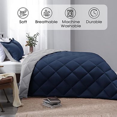 Reversible Down Alternative Comforter Set, Soft All-Season Bedding with Pillow Shams