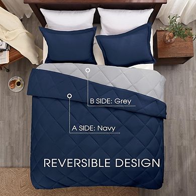 Reversible Down Alternative Comforter Set, Soft All-Season Bedding with Pillow Shams