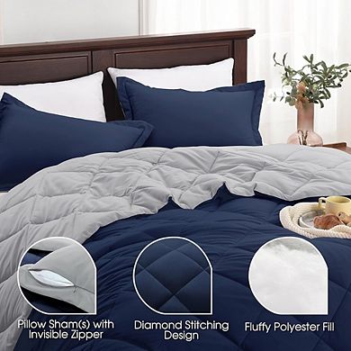 Reversible Down Alternative Comforter Set, Soft All-Season Bedding with Pillow Shams