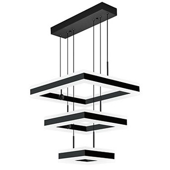 ZLAIQB 3-Light Modern Square Height Adjustable LED 15.74" Pendant Light